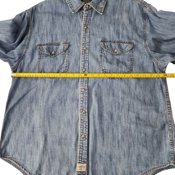 LEVI’S light blue denim western snap button shirt size XL - Picture 8 of 11